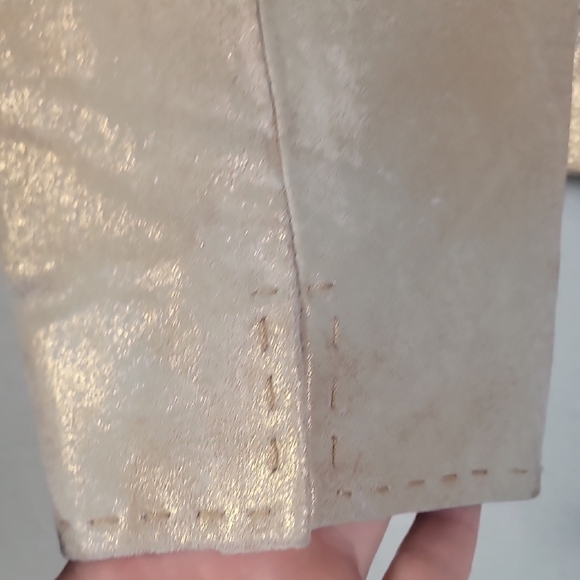 Y2K Vintage C&E Women Metallic Suede Leather Jacket Size 6/S Gold Champagne - Picture 5 of 16